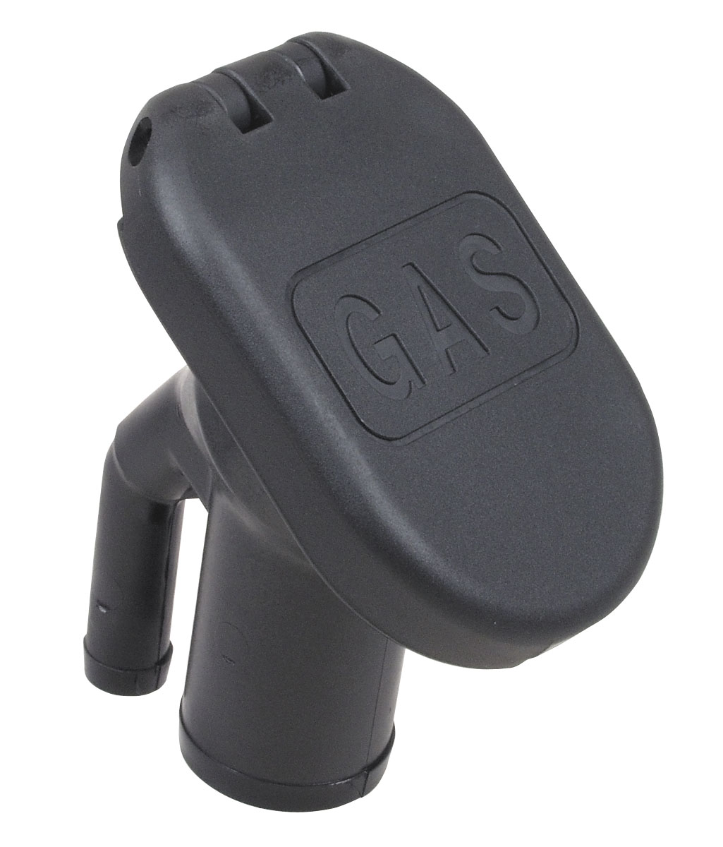 Boat Gas Deck Fill - Vented, Angled, 1 1/2 Inch Silver & Black Marine Fuel Fitting