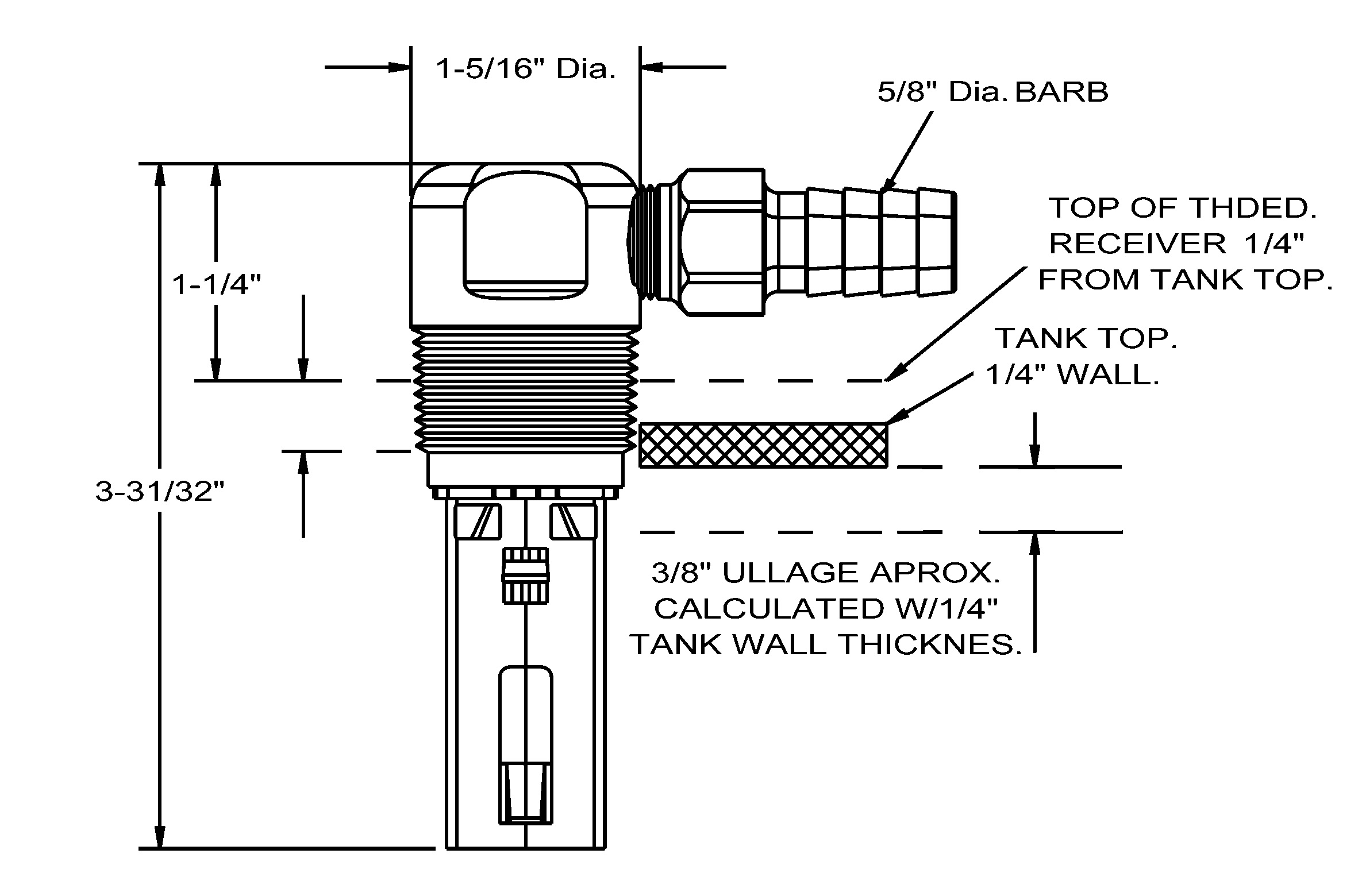 1 1//8/" 0586T00038 PERKO FLVV 3//8/" THREADED FILL LIMIT VENT VALVE 3//4/"