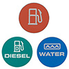 Fuel, Diesel, Water Symbols
