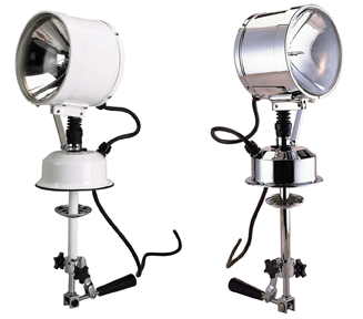 Rugged searchlight offers simple lever operation